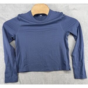 Lululemon Long Sleeve Shirt Cropped Stretch Athletic Top Blue Women's 17x18